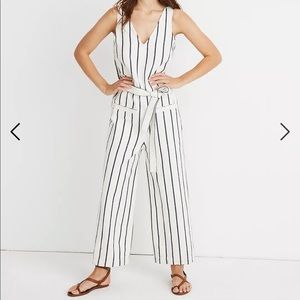 NWT Madewell Blue and White Stripped Pull On Jumpsuit